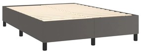 Κρεβάτι Boxspring με Στρώμα &amp; LED Γκρι 140x200 εκ. Συνθ. Δέρμα - Γκρι