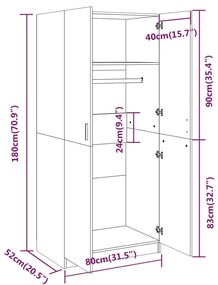 ΝΤΟΥΛΑΠΑ ΓΚΡΙ SONOMA 80 X 52 X 180 ΕΚ. ΑΠΟ ΕΠΕΞΕΡΓΑΣΜΕΝΟ ΞΥΛΟ 815352