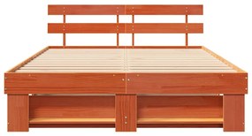 vidaXL Σκελετός Κρεβατιού Καφέ κεριού 140 x 200 cm Μασίφ ξύλο πεύκου