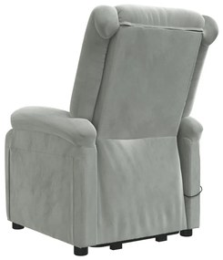 vidaXL Πολυθρόνα με Ανύψωση Ανοιχτό Γκρι Βελούδινη