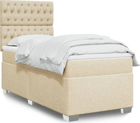 vidaXL Κρεβάτι Boxspring με Στρώμα Κρεμ 80 x 200 εκ. Υφασμάτινο