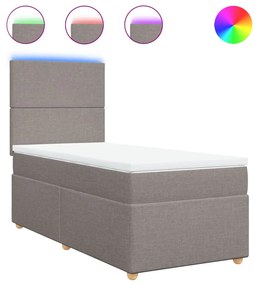 Κρεβάτι Boxspring με Στρώμα Taupe 100 x 200 εκ. Υφασμάτινο - Μπεζ-Γκρι