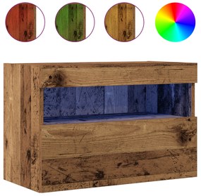 vidaXL Τηλεοπτική Βαθμίδα με LED Φώτα Παλιό Ξύλο 60x30x40 εκ