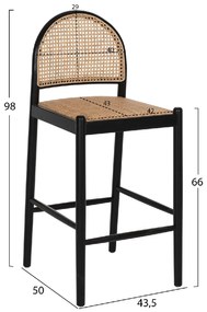 ΣΚΑΜΠΟ ΑΠΟ ΟΞΙΑ-RATTAN ΑΨΙΔΑ ΠΛΑΤΗ ΜΑΥΡΟ 43,5x50x98ΥεκHM9408.02