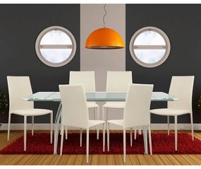 Σετ τραπεζαρίας C10009.01 7τμχ με Τραπέζι LOCA 120+50x80x75εκ. &amp; Καρέκλες ΤΕΤΑ Εκρού
