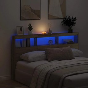 vidaXL Κεφαλάρι με Αποθηκευτικό Χώρο &amp; LED Artisan Δρυς 180x17x102 εκ.