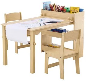 VEVOR Kids Art Table and 2 Chairs Toddler Craft and Play Table with A Cabinet