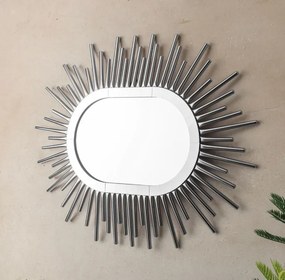 Stewehome Σύνολο Κονσόλας με Πούφ και Καθρέφτη Λευκό Ασήμι 120x42.5x80 cm