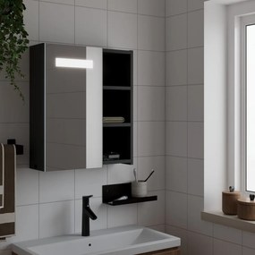 vidaXL Καθρέφτης Μπάνιου με Ντουλάπι & LED Μαύρο 45 x 13 x 52 εκ.
