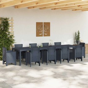 vidaXL Τραπέζι Κήπου Ανθρακί 350 x 100 x 73 εκ. Πολυ Ράτταν