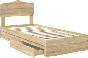 vidaXL Κρεβάτι Αποθήκης Δρύς Sonoma 100 x 200 cm Επεξεργασμένο ξύλο