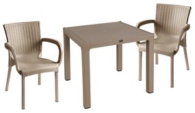 Intrahome Τραπεζαρία Explore-Festive Intrahome σετ 3τεμ PP cappuccino 90x90x73,5εκ | SKU: INTRAPA-364111189