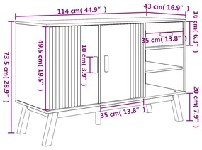 Μπουφές OLDEN Γκρι &amp; Καφέ 114x43x73,5 εκ. από Μασίφ Ξύλο Πεύκου - Γκρι