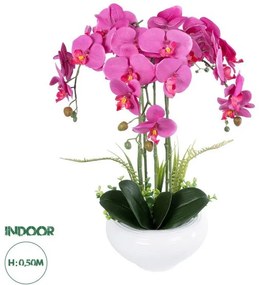 Artificial Garden DARK PINK ORCHID 21123 Διακοσμητικό Φυτό Φούξια Ορχιδέα Υ50cm Globostar-21123-Φούξια 21123