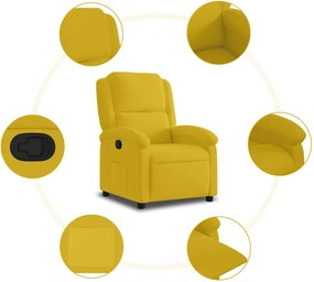 vidaXL Πολυθρόνα Ανακλινόμενη με Ανύψωση Κίτρινη Βελούδινη