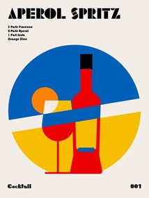 Εικονογράφηση Aperol Spritz Cocktail Bauhaus Art Print, Retrodrome