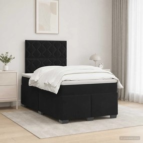vidaXL Κρεβάτι box spring με στρώμα Μαύρο 120 x 190 cm Βελούδο