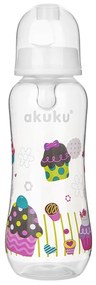Πλαστικό Μπιμπερό 250ml Με Θηλή Σιλικόνης 0+Μ Akuku White Cupcake