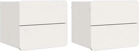vidaXL Κομοδίνο 2 pcs Λευκό 39 x 34 x 33 εκ. Μασίφ ξύλο πεύκου