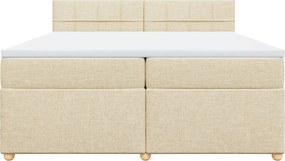 vidaXL Κρεβάτι Boxspring με Στρώμα Κρεμ 200x200 εκ. Υφασμάτινο