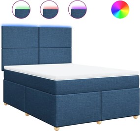vidaXL Κρεβάτι Boxspring με Στρώμα Μπλε 160x200 εκ. Υφασμάτινο