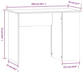 Γραφείο Γκρι Sonoma 100x55x75 εκ. από Επεξεργασμένο Ξύλο - Γκρι