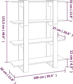 vidaXL Βιβλιοθήκη/Διαχωριστικό Χώρου Λευκό 100 x 30 x 123,5 εκ.