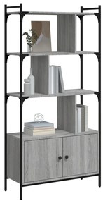 vidaXL Βιβλιοθήκη με Πόρτες Γκρι Sonoma 76,5x30x154,5 εκ. Επεξ. Ξύλο