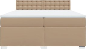 vidaXL Κρεβάτι Boxspring με Στρώμα Καπουτσίνο 200x200εκ.από Συνθ.Δέρμα