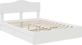 vidaXL Κρεβάτι Αποθήκης Λευκό 140 x 190 cm Επεξεργασμένο ξύλο