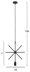 ΦΩΤΙΣΤΙΚΟ ΟΡΟΦΗΣ ΚΡΕΜΑΣΤΟ HM4098 ΜΑΥΡΟ ΜΕΤΑΛΛΟ ΑΣΤΕΡΙ 34x40x106Υεκ.