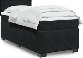 vidaXL Κρεβάτι Boxspring με Στρώμα Μαύρο 80 x 200 εκ. Βελούδινο