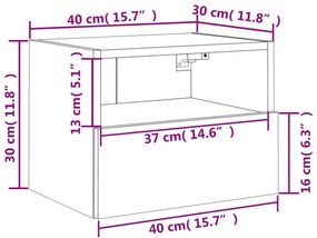 Έπιπλο Τοίχου Τηλεόρασης Γκρι Σκυρ. 40x30x30 εκ. Επεξ. Ξύλο - Γκρι