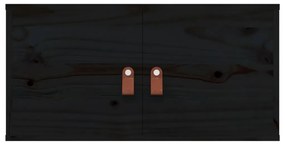 Ντουλάπι Τοίχου Μαύρο 60x30x30 εκ. από Μασίφ Ξύλο Πεύκου - Μαύρο