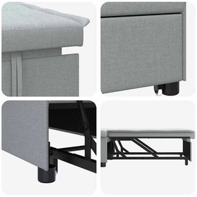 vidaXL Καναπές Κρεβάτι 3 σε 1 - Σχέδιο Pull-Out σε Ανοιχτό Γκρι Υφασμάτινο