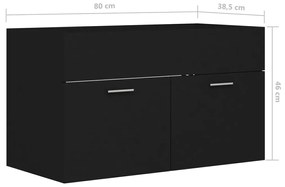 Ντουλάπι Νιπτήρα Μαύρο 80 x 38,5 x 46 εκ. από Μοριοσανίδα - Μαύρο