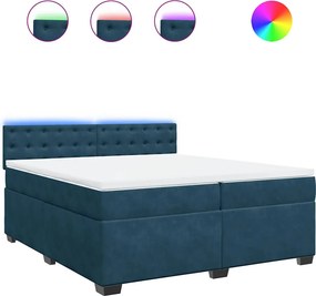 vidaXL Κρεβάτι Boxspring με Στρώμα Μπλε 200x200 εκ. Βελούδινο