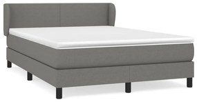 Κρεβάτι Boxspring με Στρώμα Σκούρο Γκρι 140x190 εκ. Υφασμάτινο - Γκρι