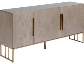 Μπουφές Cesaro Όψη Μαρμάρου Γκρι-Μπεζ 160x38x75 εκ. - Μπεζ