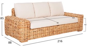 ΚΑΝΑΠΕΣ ΤΡΙΘΕΣΙΟΣ ΕΞ.ΧΩΡΟΥ TROPEL HM9808 ΞΥΛΟ MANGO-RATTAN ΦΥΣΙΚΟ-ΛΕΥΚΑ ΜΑΞΙΛΑΡΙΑ 216x88x85Υεκ (1 Τεμμάχια)