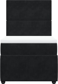 vidaXL Κρεβάτι Boxspring με Στρώμα Μαύρο 90x200 εκ. Βελούδινο