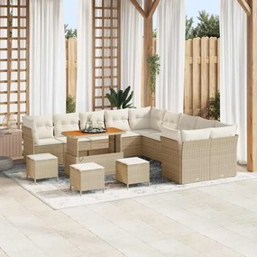 vidaXL Σετ Καναπέ Κήπου 14 pcs Μπεζ συνθετικό ρατάν