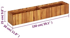 Ζαρντινιέρα Υπερυψωμένη 150 x 30 x 25 εκ. Μασίφ Ξύλο Ακακίας - Καφέ