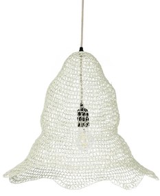 01889 GloboStar® KENTUCKY 01889 Vintage Κρεμαστό Φωτιστικό Πλέγμα Μονόφωτο 1 x E27 IP20 Λευκό Μέταλλο - Μ50 x Π50 x Υ48cm