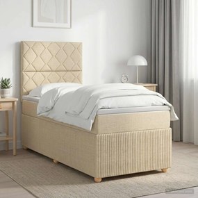 vidaXL Κρεβάτι box spring με στρώμα Κρεμ 90 x 200 cm Ύφασμα