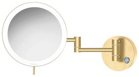 Επιτοίχιος Μεγεθυντικός Καθρέπτης x3 με Διπλό Βραχίονα Led 5 w 220-240V Brushed Brass Sanco Led Cosmetic Mirrors MRLED-701-AB12