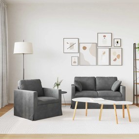 vidaXL Καναπές 2 pcs Σκούρο Γκρι