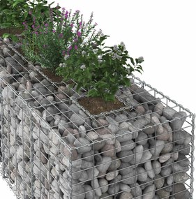 vidaXL Ανασηκωμένο κρεβάτι gabion Ασημί