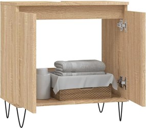 vidaXL Ντουλάπι Μπάνιου Sonoma Δρυς 58 x 33 x 60 εκ. από Επεξεργ. Ξύλο