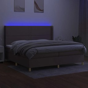 Κρεβάτι Boxspring με Στρώμα &amp; LED Taupe 200x200 εκ. Υφασμάτινο - Μπεζ-Γκρι